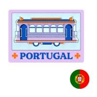 Illustration d'un tramway traditionnel de Lisbonne, encadré dans un style artistique