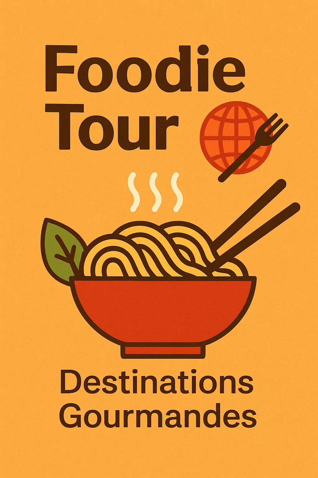 Ramen et symbole foodie sur fond orange vif Illustration pour la catégorie Foodie Tour